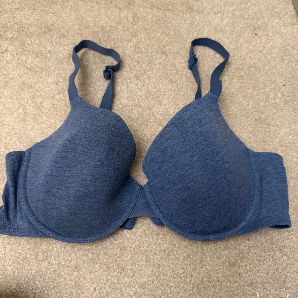 4/$25 Auden 40c bra Navy the Everyday blue wired solid cotton spandex A**